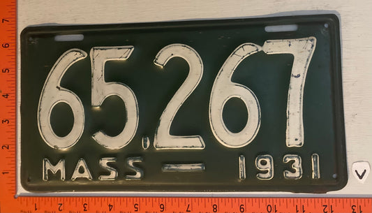 1931 Massachusetts #65.267 Passenger License Plate