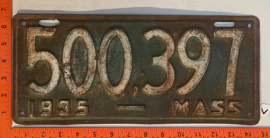 1935 Massachusetts #500.397 Passenger License Plate