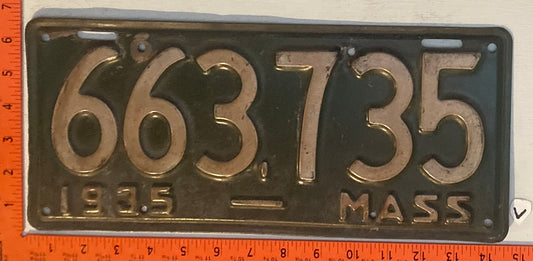 1935 Massachusetts #663.735 Passenger License Plate