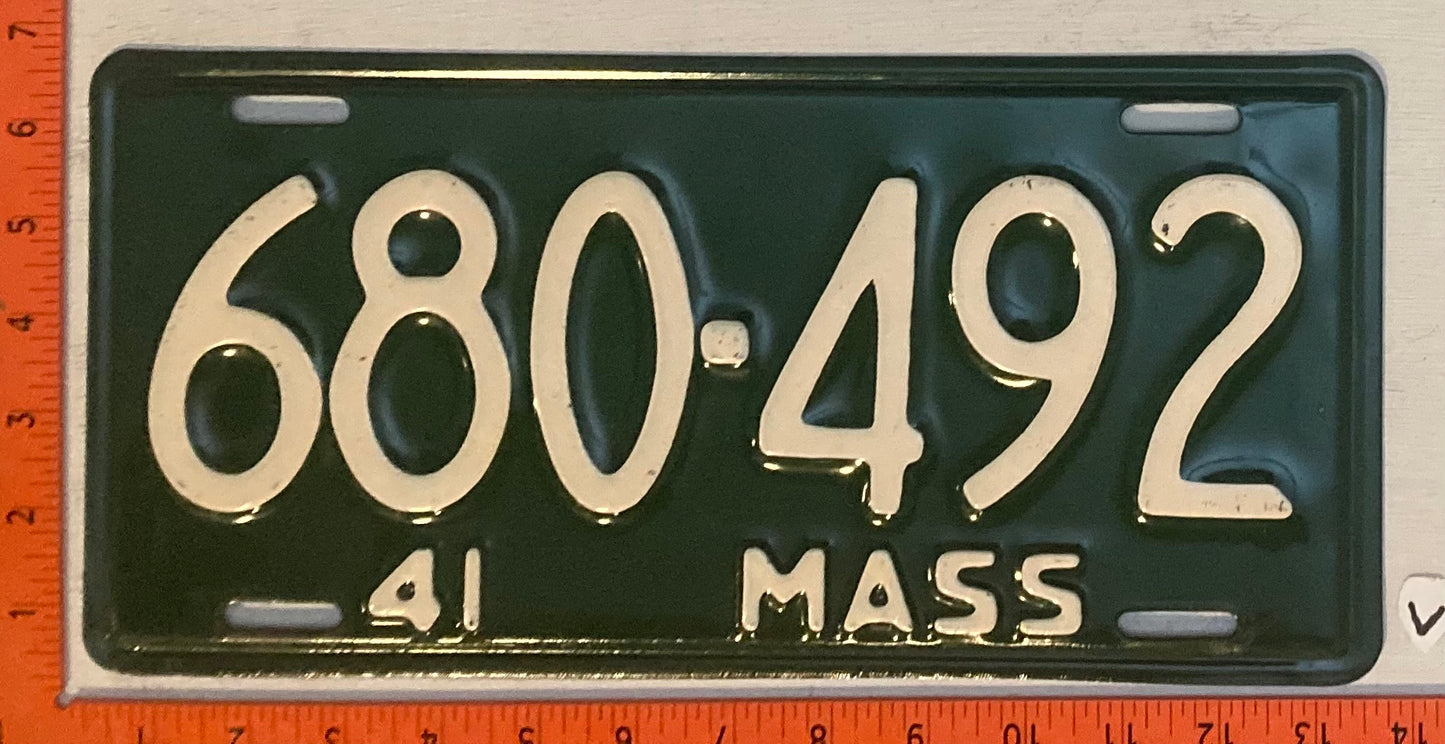 1941 Massachusetts #680-492 Passenger License Plate (repaint)