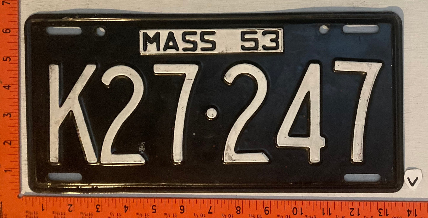 1953 Massachusetts #K27-247 Passenger License Plate
