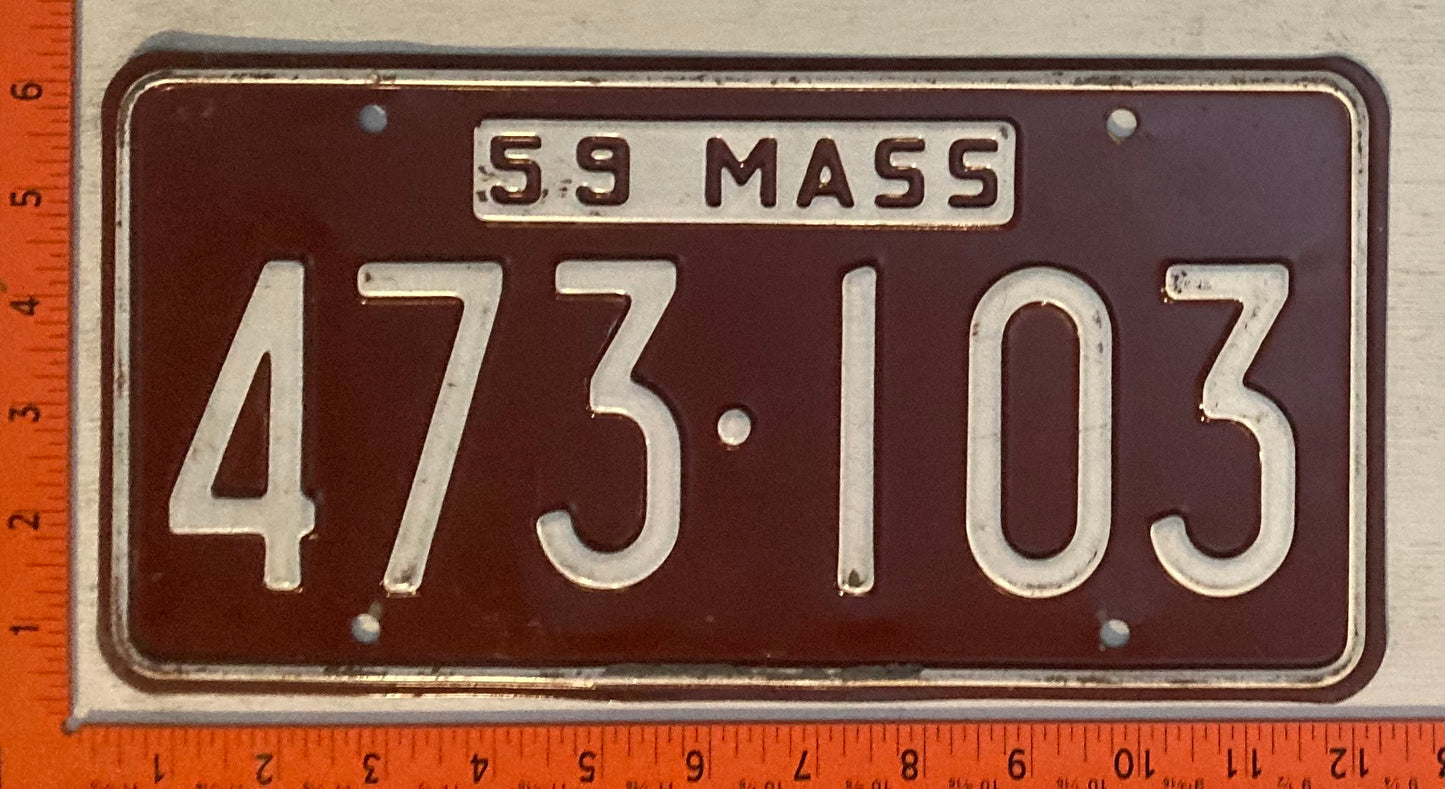 1959 Massachusetts #473-103 Passenger License Plate