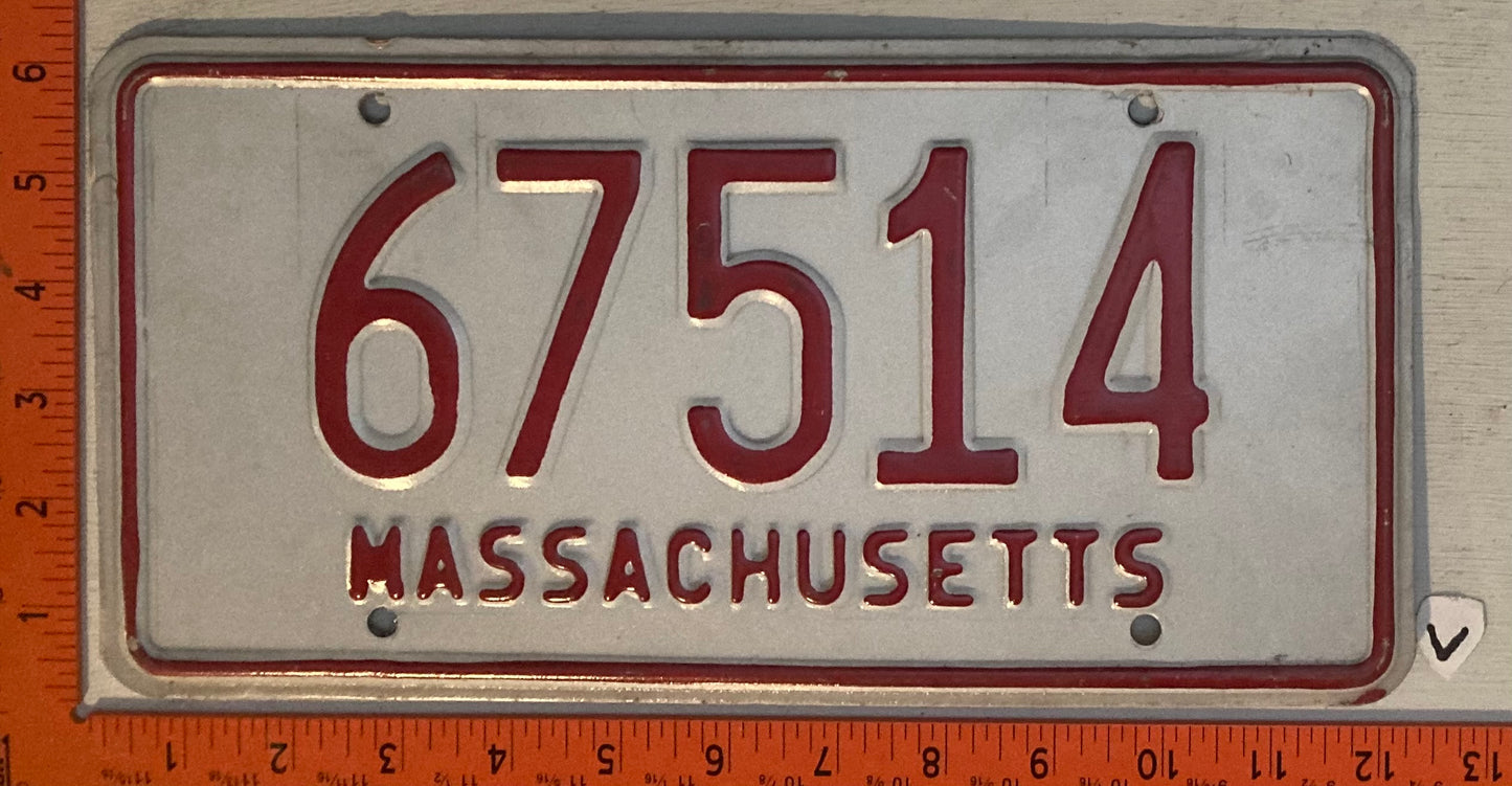 Undated Massachusetts #67514 Passenger License Plate