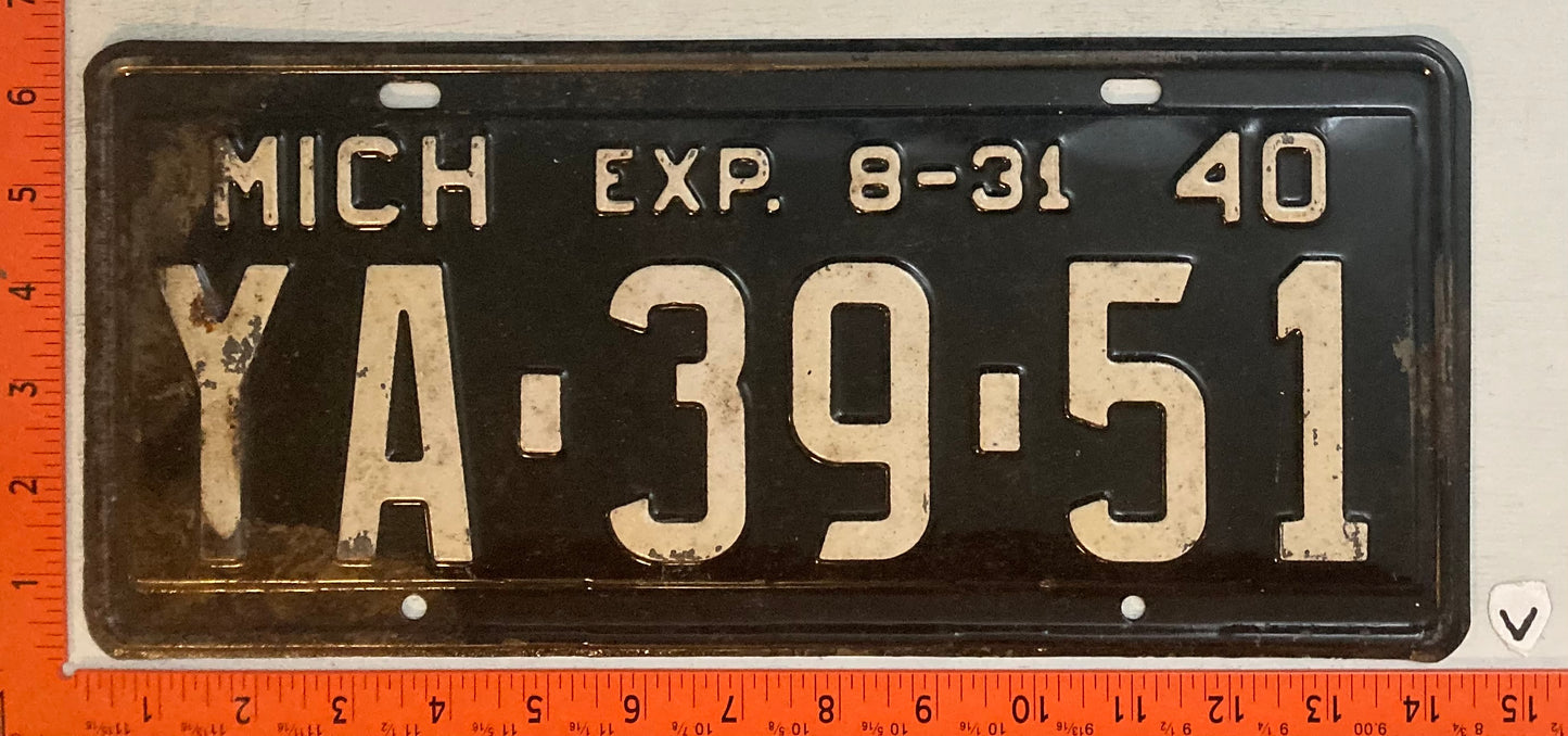 1940 Michigan #YA-39-51 Passenger License Plate
