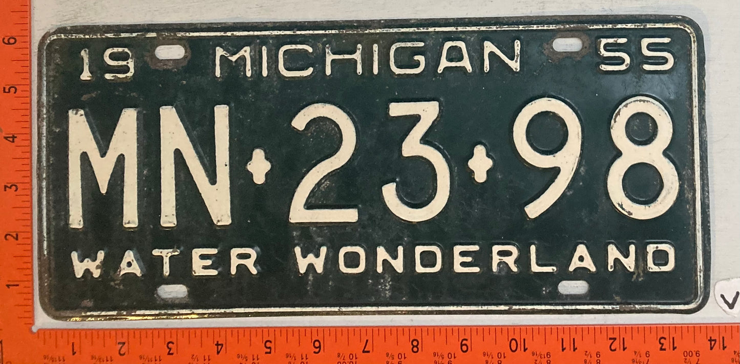 1955 Michigan #MN-23-98 Passenger License Plate