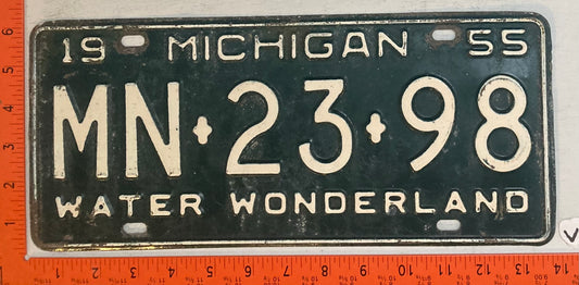 1955 Michigan #MN-23-98 Passenger License Plate