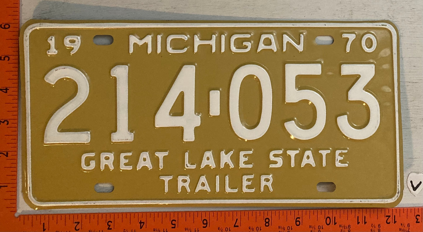 1970 Michigan #214-053 Trailer License Plate