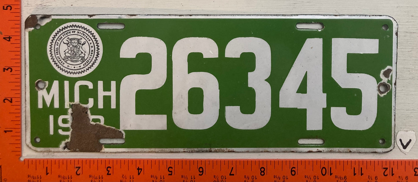 1914 Michigan #26345 Passenger License Plate (Porcelain)