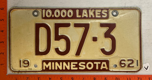 1962 Minnesota #D57-3 Dealer License Plate