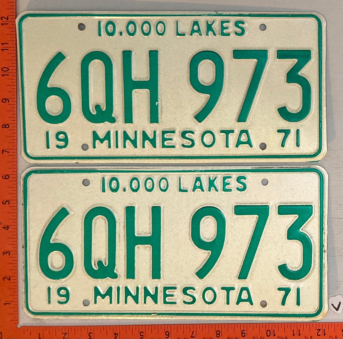 1971 Minnesota #6QH 973 Passenger License Plate (Pair)