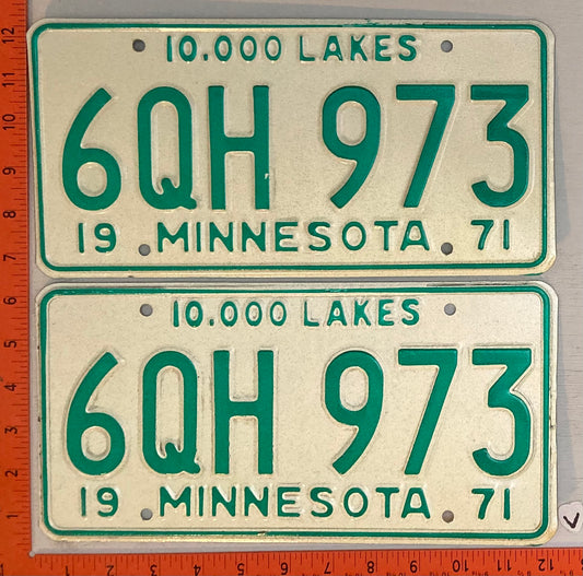 1971 Minnesota #6QH 973 Passenger License Plate (Pair)