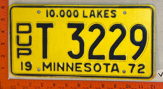 1972 Minnesota #T 3229 Duplicate Farm Truck License Plate