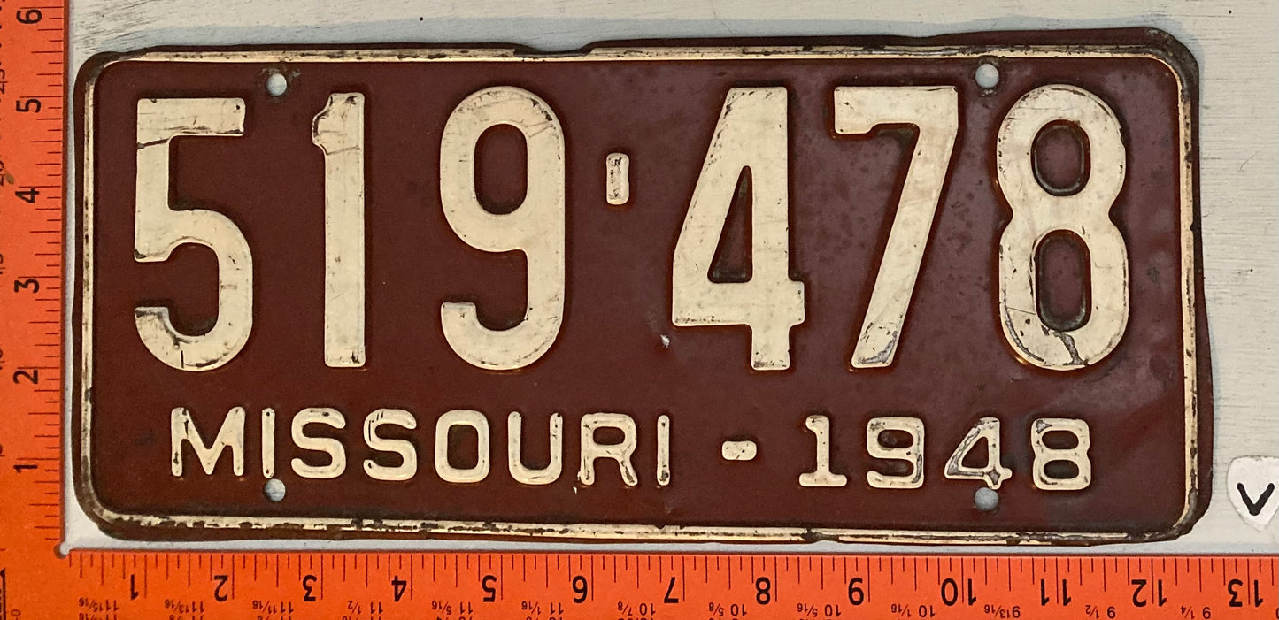1948 Missouri #519-478 Passenger License Plate