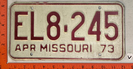 1973 Missouri #EL8-245 Passenger License Plate