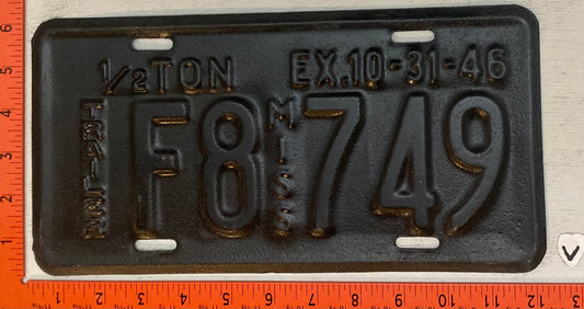 1946 Mississippi #F8 749 Trailer License Plate