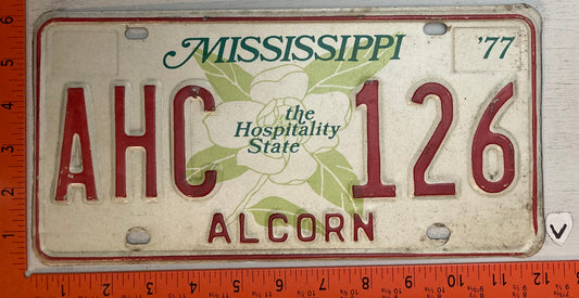 1977 Mississippi #AHC 126 Passenger License Plate