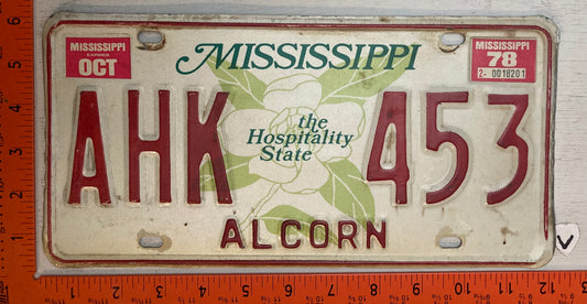 1978 Mississippi #AHK 453 Passenger License Plate