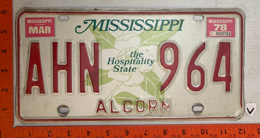 1978 Mississippi #AHN 964 Passenger License Plate