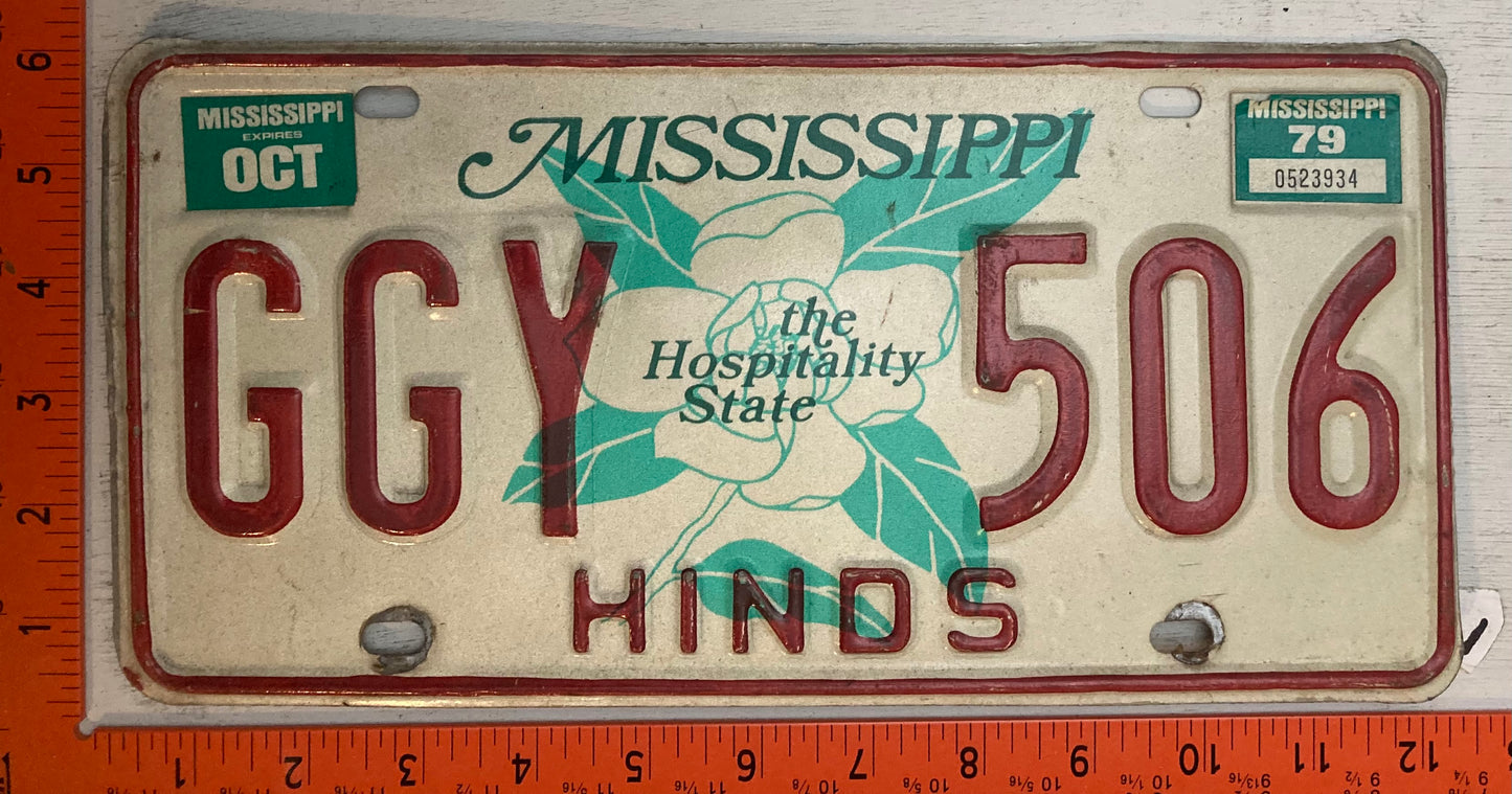 1979 Mississippi #GGY 506 Passenger License Plate