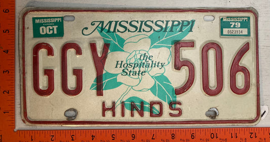 1979 Mississippi #GGY 506 Passenger License Plate