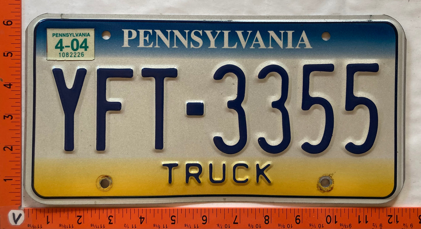 2004 Pennsylvania #YFT-3355 Truck License Plate