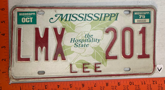1979 Mississippi #LMX 201 Passenger License Plate
