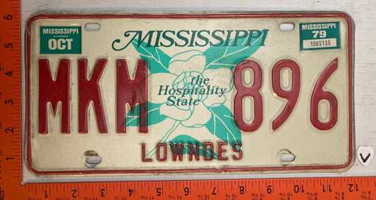 1979 Mississippi #MKM 896 Passenger License Plate