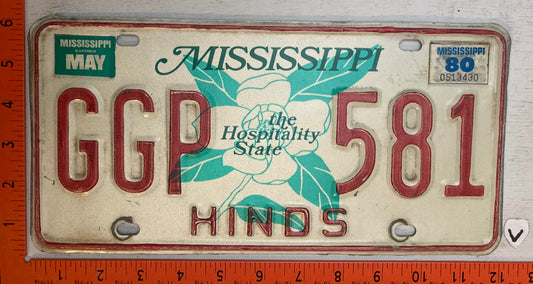 1980 Mississippi #GGP 581 Passenger License Plate