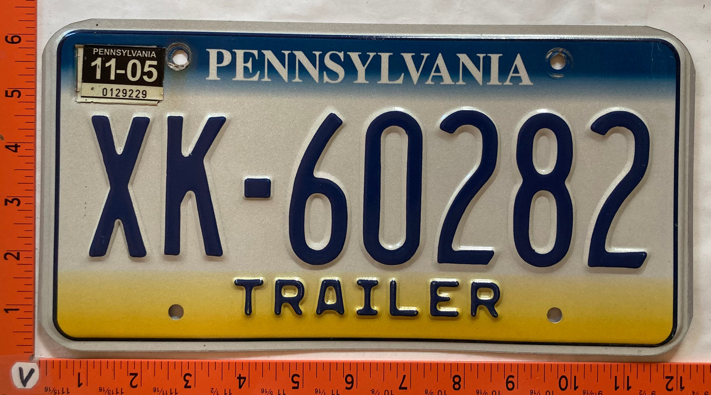 2005 Pennsylvania #XK-60282 Trailer License Plate