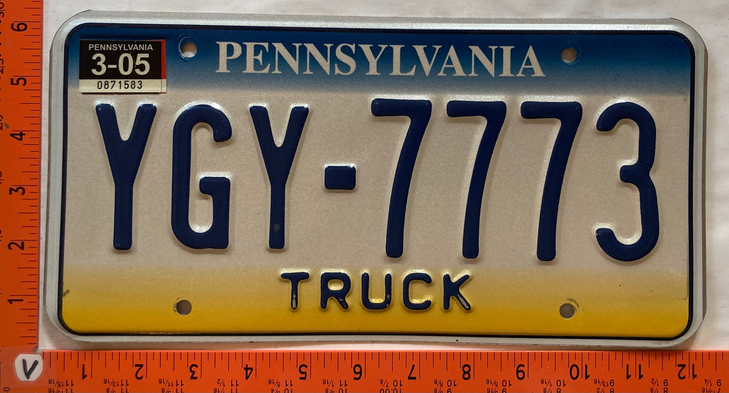 2005 Pennsylvania #YGY-7773 Truck License Plate