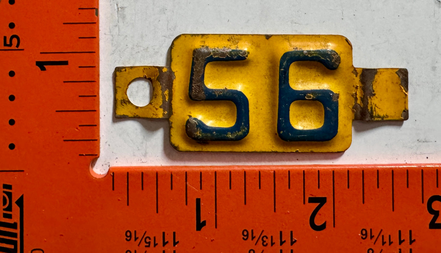 1956 Wisconsin Passenger License Plate Date Tab