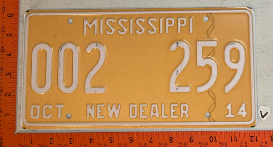 2014 Mississippi #002 259 New Dealer License Plate