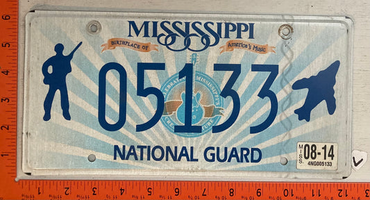 2014 Mississippi #05133 National Guard License Plate