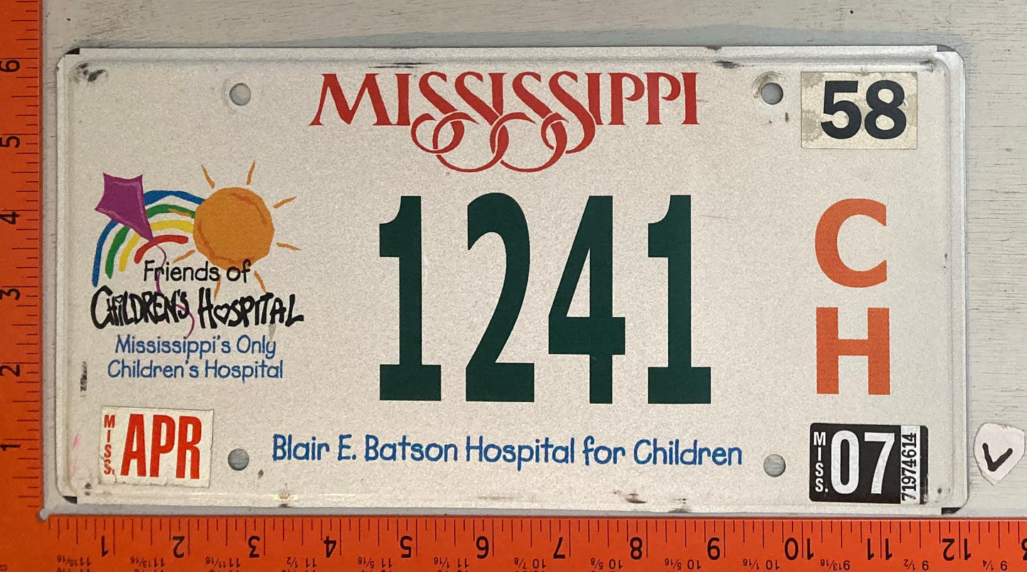 2007 Mississippi #1241 C/H Children's Hospital License Plate