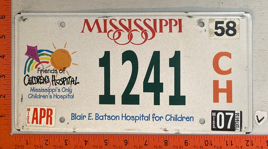 2007 Mississippi #1241 C/H Children's Hospital License Plate