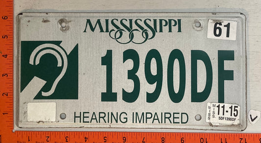 2015 Mississippi #1390DF Hearing Impaired License Plate
