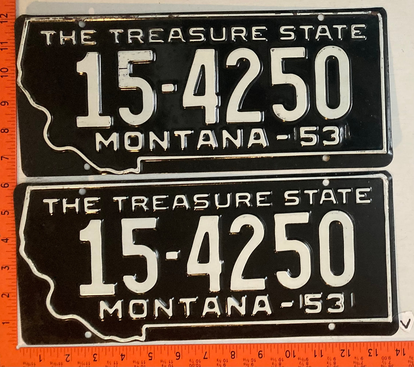 1953 Montana #15-4250 Passenger License Plate (Pair)