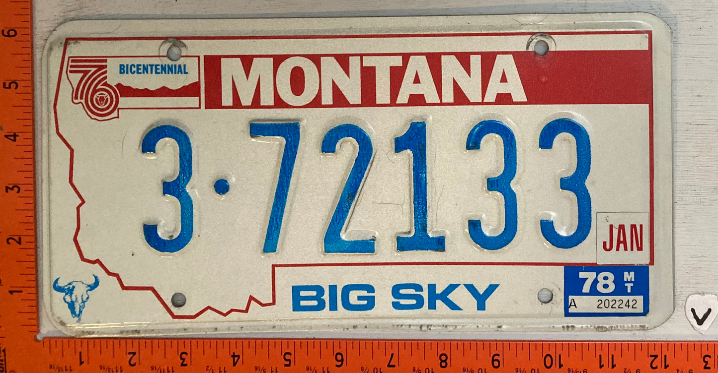1978 Montana #3-72133 Passenger License Plate