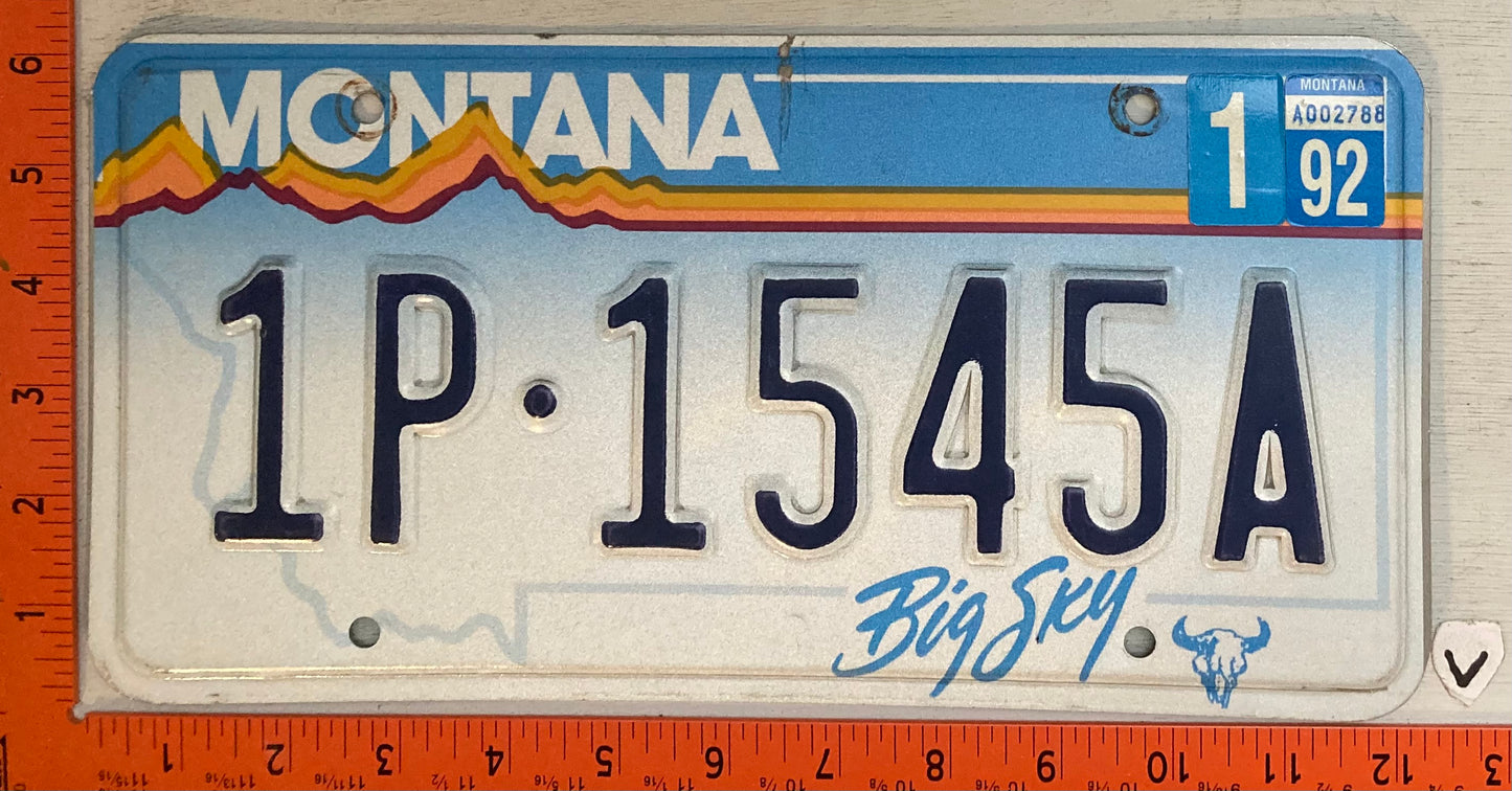 1992 Montana #1P-1545A Passenger License Plate