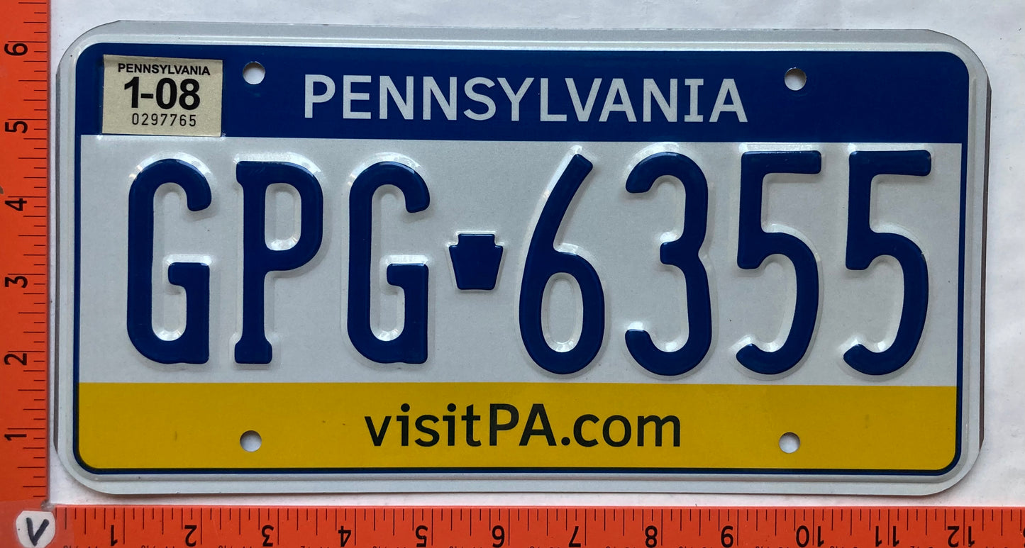 2008 Pennsylvania #GPG 6355 Passenger License Plate