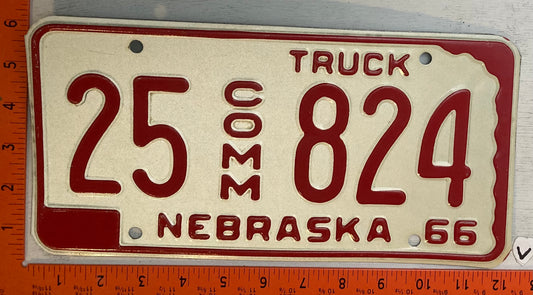 1966 Nebraska #25 824 Commercial License Plate