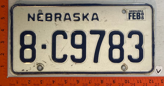 1985 Nebraska #8-C9783 Passenger License Plate