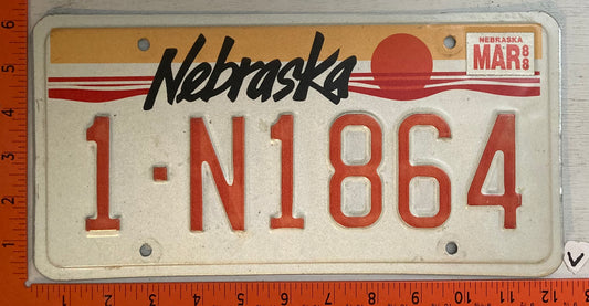 1988 Nebraska #1-N1864 Passenger License Plate