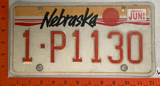 1988 Nebraska #1-P1130 Passenger License Plate