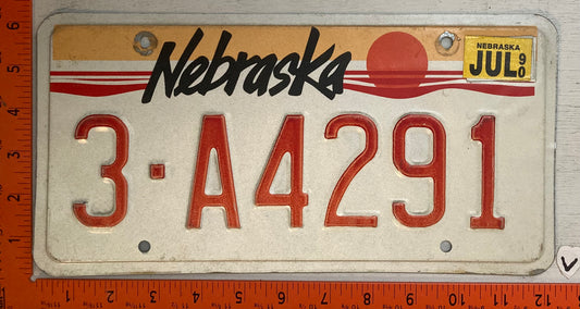1990 Nebraska #3-A4291 Passenger License Plate