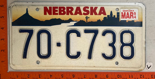 1994 Nebraska #70-C738 Passenger License Plate