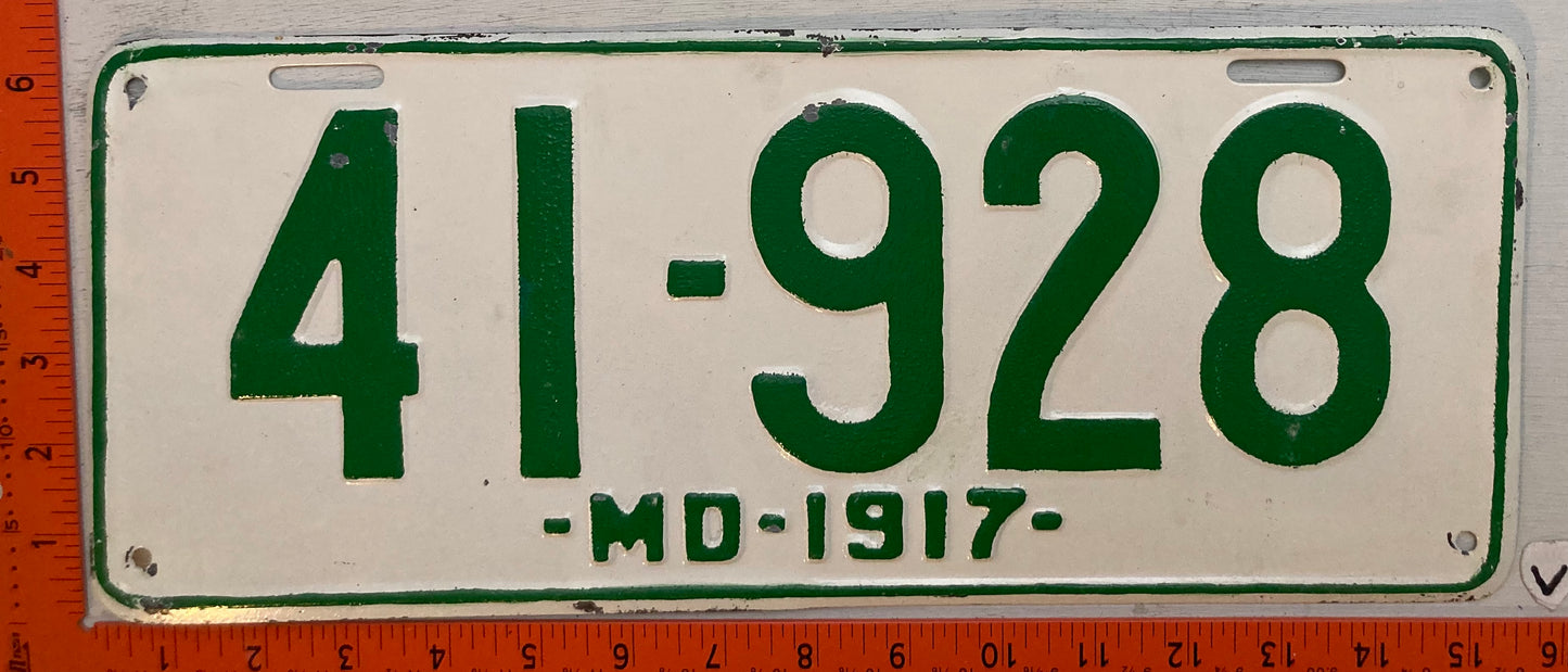 1917 Maryland #41-928 Passenger License Plate (repaint)
