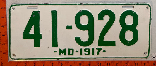 1917 Maryland #41-928 Passenger License Plate (repaint)