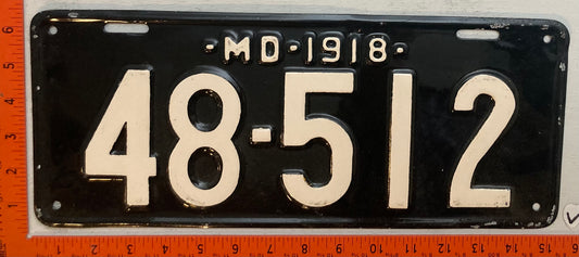 1918 Maryland #48-512 Passenger License Plate (repaint)