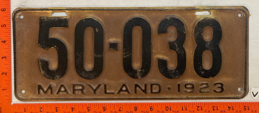 1923 Maryland #50-038 Passenger License Plate